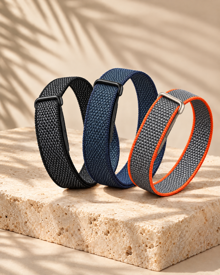 Everloop bands in black, midnight blue and gray